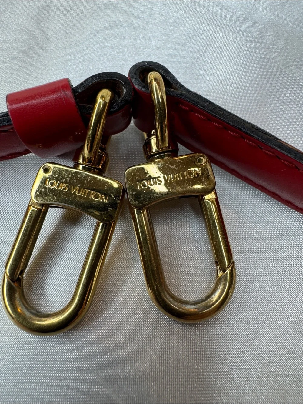 Louis Vuitton Red Leather Adjustable Strap with Gold Hardware